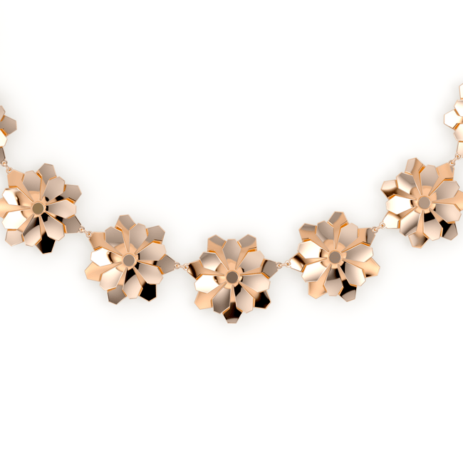 Colier aur roz floare 14 KT, Grace Double Flower 17