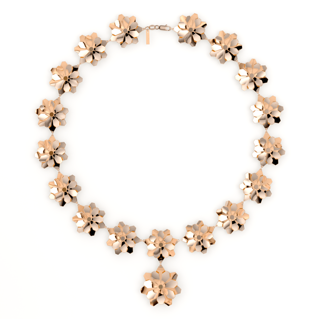 Colier aur roz floare 14 KT, Grace Flower 18 Double