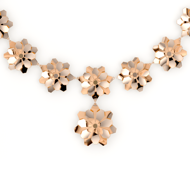 Colier aur roz floare 14 KT, Grace Flower 18 Double