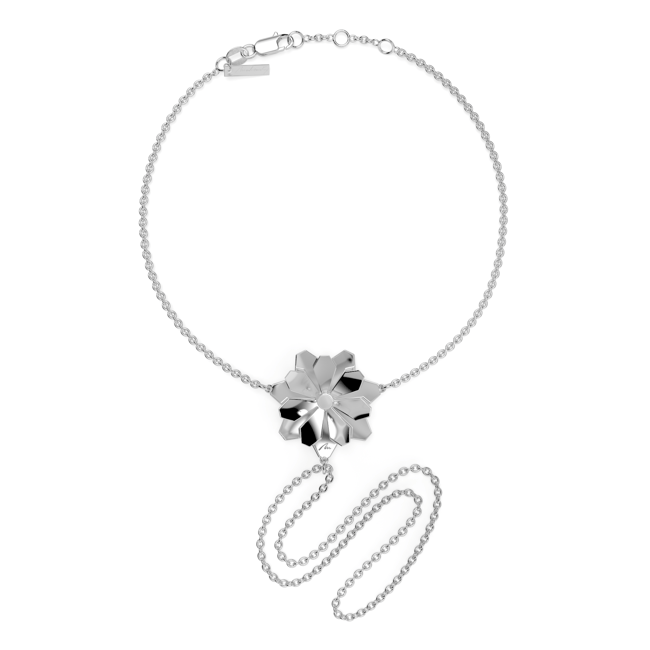 Bratara aur alb floare 14 KT, Grace Flower Double