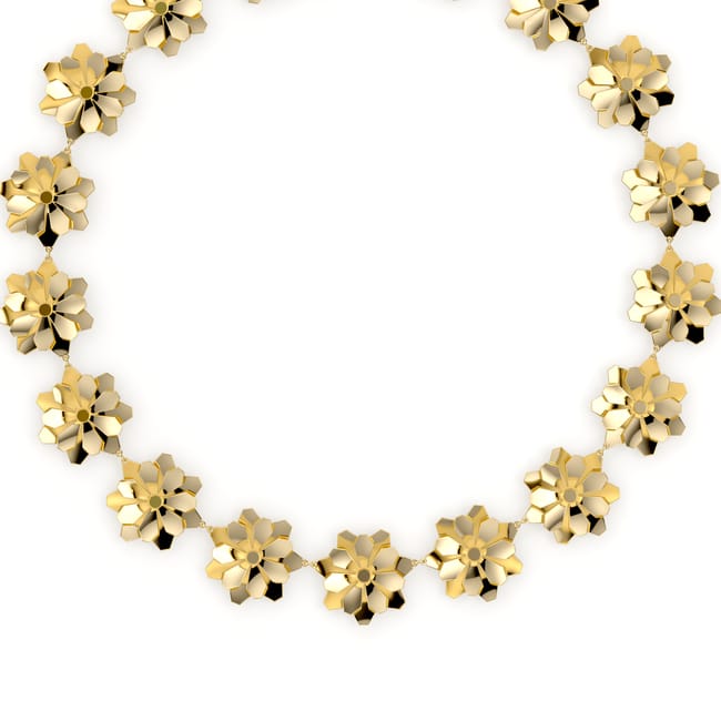 Colier aur galben floare 14 KT, Grace Double Flower 17