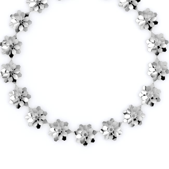 Colier aur alb floare 14 KT, Grace Double Flower 17