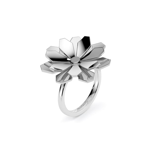 Inel aur alb floare 14 KT, Grace Flower Double