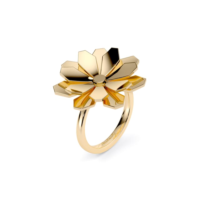 Inel aur galben floare 14 KT, Grace Flower Double