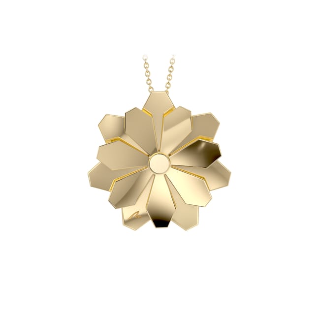 Pandantiv aur galben floare 14 KT, Grace Flower Double
