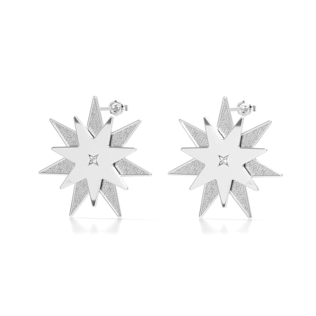 Cercei Luceafar M, din aur alb 14 KT