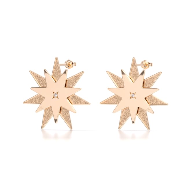 Cercei Luceafar M, din aur roz 14 KT