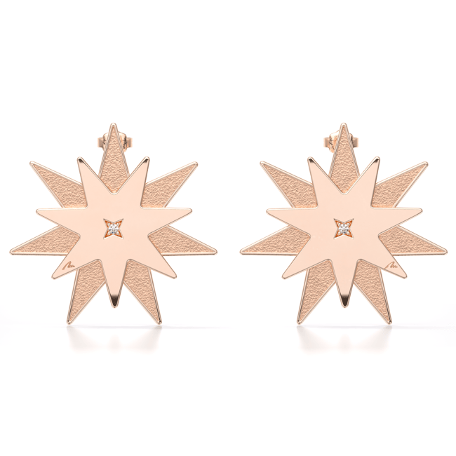 Cercei Luceafar M, din aur roz 14 KT