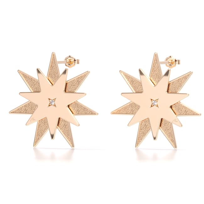 Cercei Luceafar M, din aur roz 14 KT