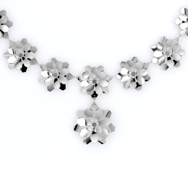 Colier aur alb floare 14 KT, Grace Flower 18 Double