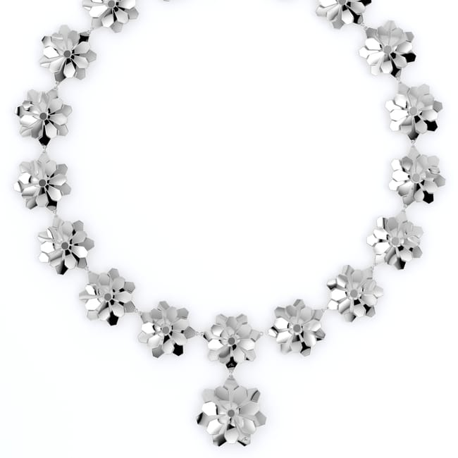 Colier aur alb floare 14 KT, Grace Flower 18 Double