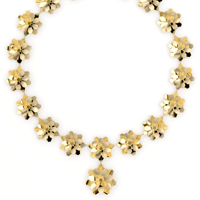 Colier aur galben floare 14 KT, Grace Flower 18 Double