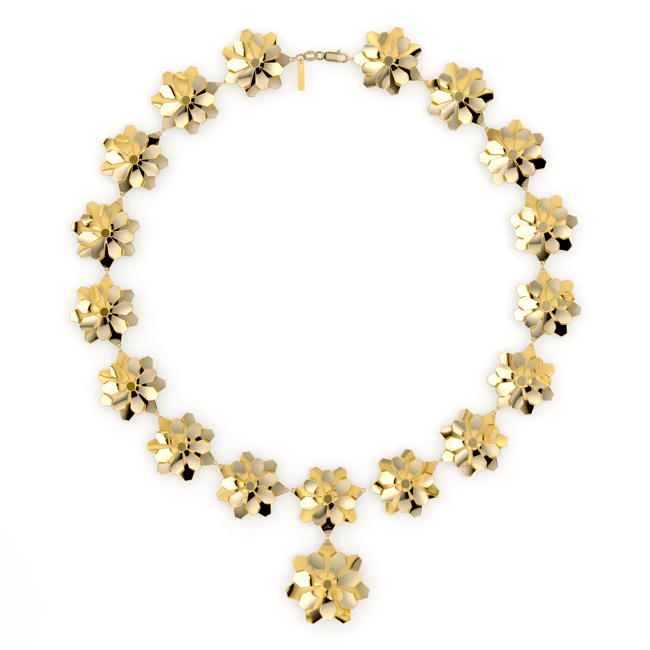 Colier aur galben floare 14 KT, Grace Flower 18 Double