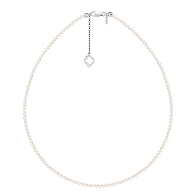 Colier Selma cu perle de 4/5 mm, din aur alb 14 KT