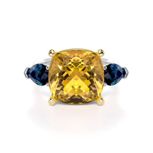 18 KT white gold Citrine and London Blue Topaz Panarea ring