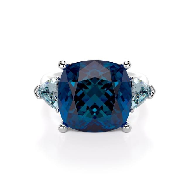 18 KT white gold London blue topaz and Light blue topaz Sardinia ring