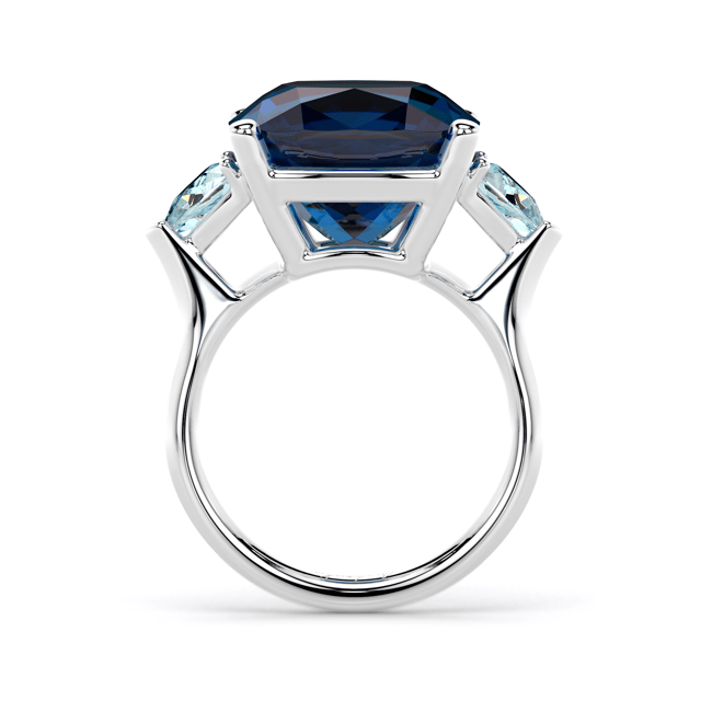 18 KT white gold London blue topaz and Light blue topaz Sardinia ring