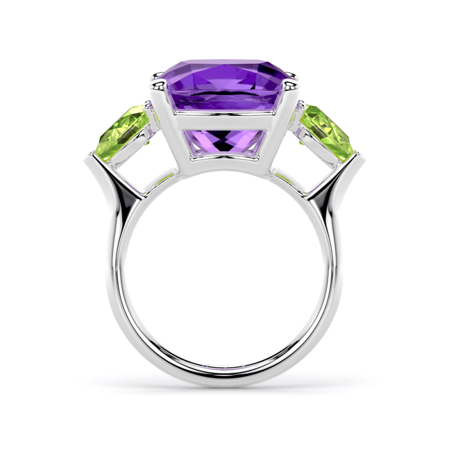 18 KT white gold Amethyst and Peridot Toscana ring