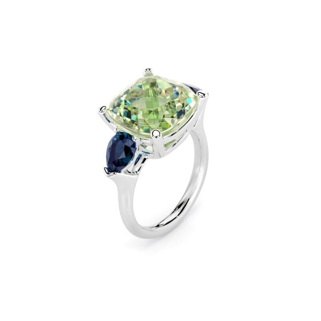 Inel din aur alb cu Praziolit si Topaz albastru inchis, Como La Grande Bellezza