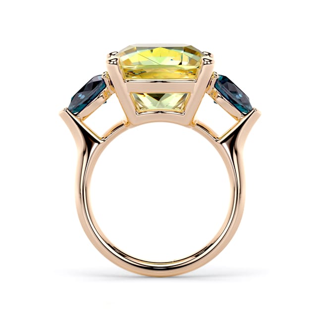 Inel din aur roz cu Praziolit si Topaz albastru inchis, Como La Grande Bellezza