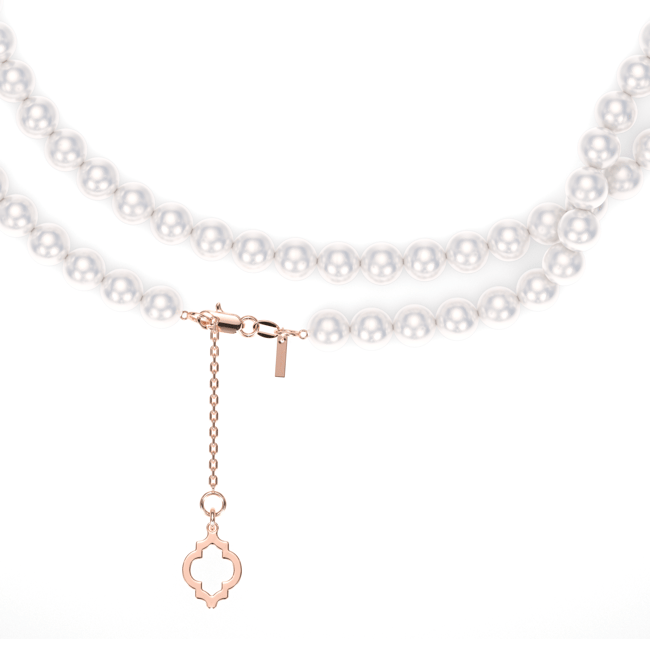 Colier 80 cm cu perle de 6 mm, din aur roz 14 KT