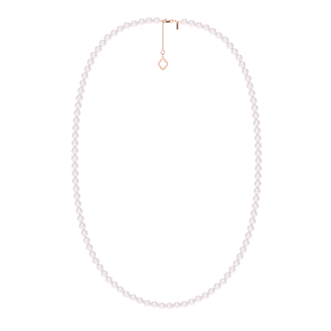 Colier 80 cm cu perle de 6 mm, din aur roz 14 KT