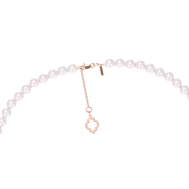 Colier 80 cm cu perle de 6 mm, din aur roz 14 KT