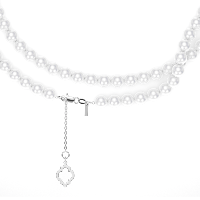 14 KT white gold 80 cm 6 mm pearls necklace