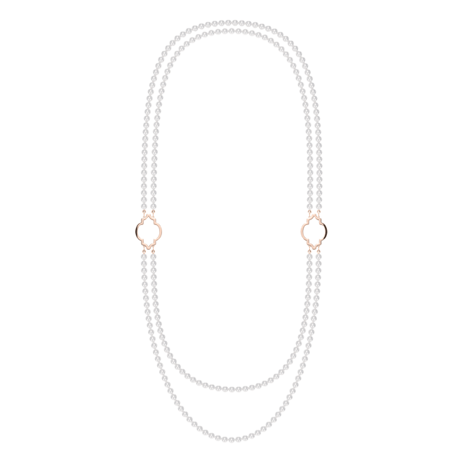 Colier dublu cu perle de 6 mm, din aur roz 14 KT, Amina