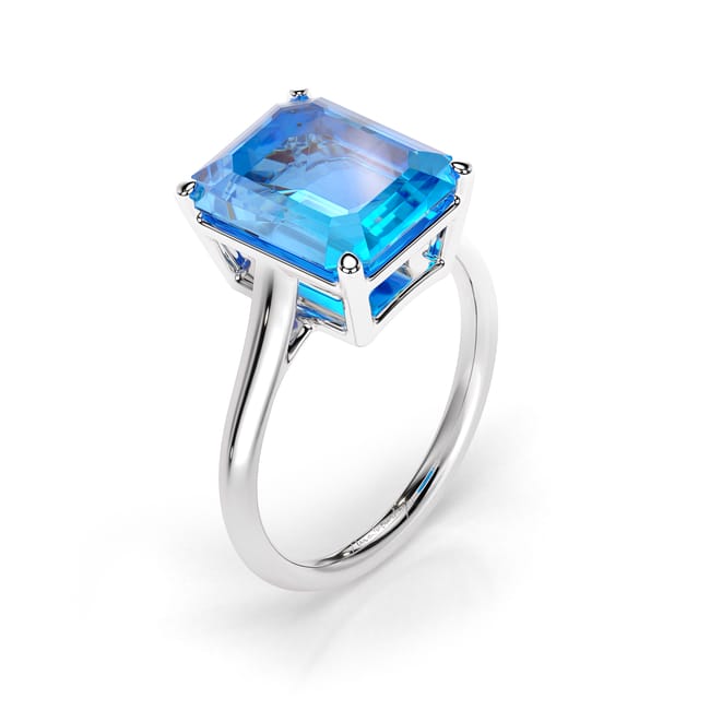 Inel din aur alb cu TOPAZ ALBASTRU DESCHIS 7.84 CT, La Grande Bellezza