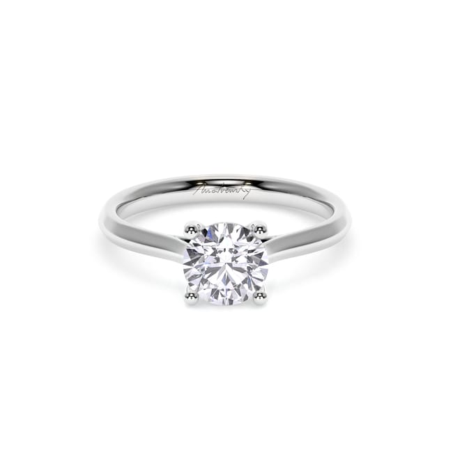 18 KT White Gold Classic Engagement Ring Round Cut LGD 1.00 CT