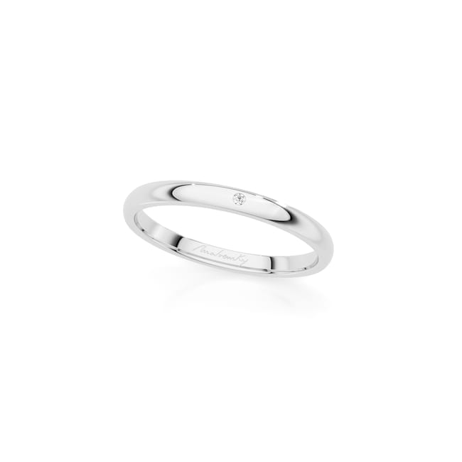 14 KT white gold Iconic slim wedding ring with one diamond