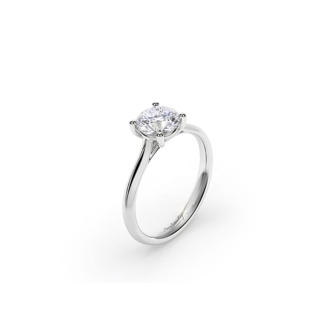18 KT White Gold Classic Engagement Ring Round Cut 1.01 CT DVS1