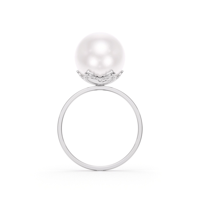 Inel cu perla de cultura, din aur alb 14 KT