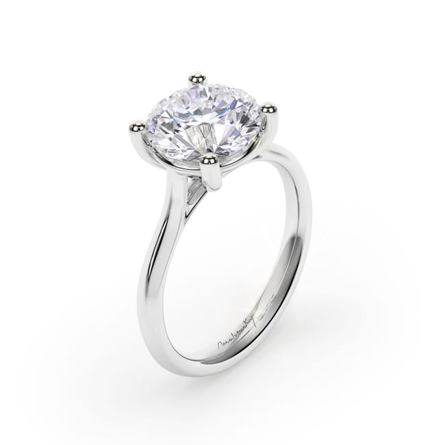 Inel de Logodna Classic Aur Alb 18 KT Round Cut LGD 3.00 CT