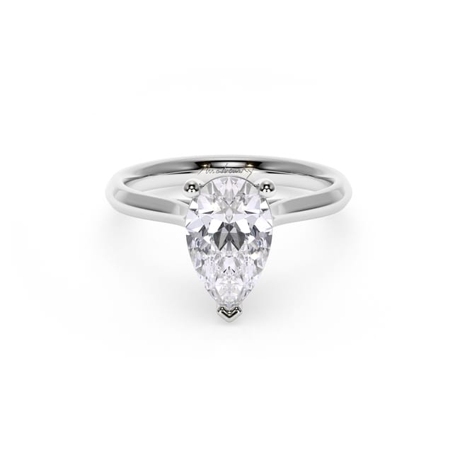 18 KT White Gold Classic Engagement Ring Pear Cut LGD 2.00 CT