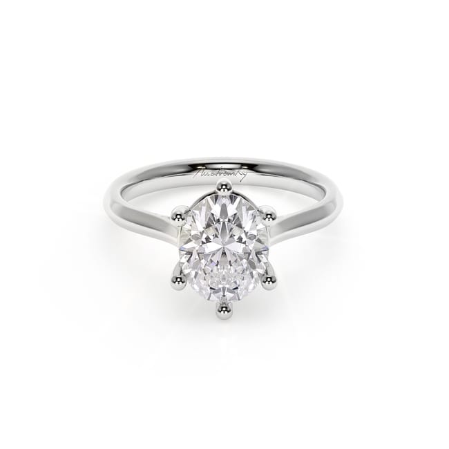 Inel de Logodna Classic Aur Alb 18 KT Oval Cut LGD 2.00 CT