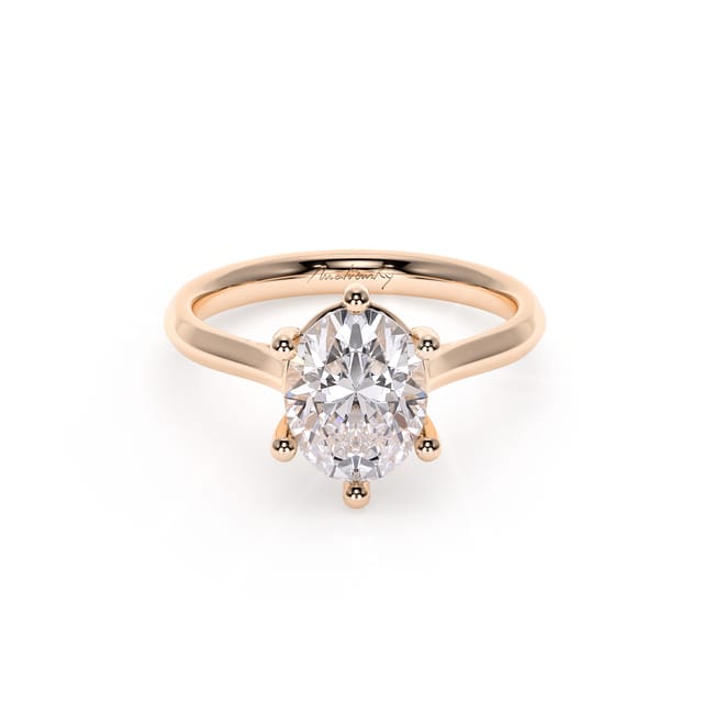 Inel de Logodna Classic Aur Roz 18 KT Oval Cut LGD 2.00 CT