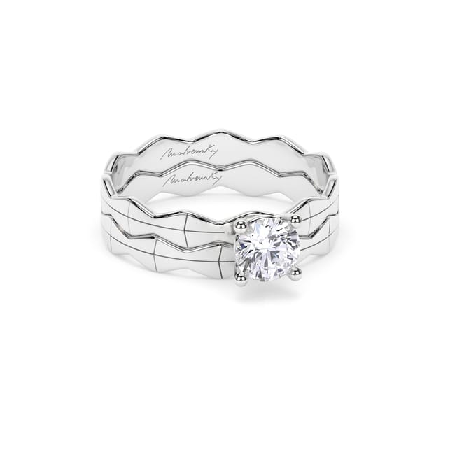 Inel de logodna Infinity Aur Alb 14 KT Round Cut 0.50 CT LGD