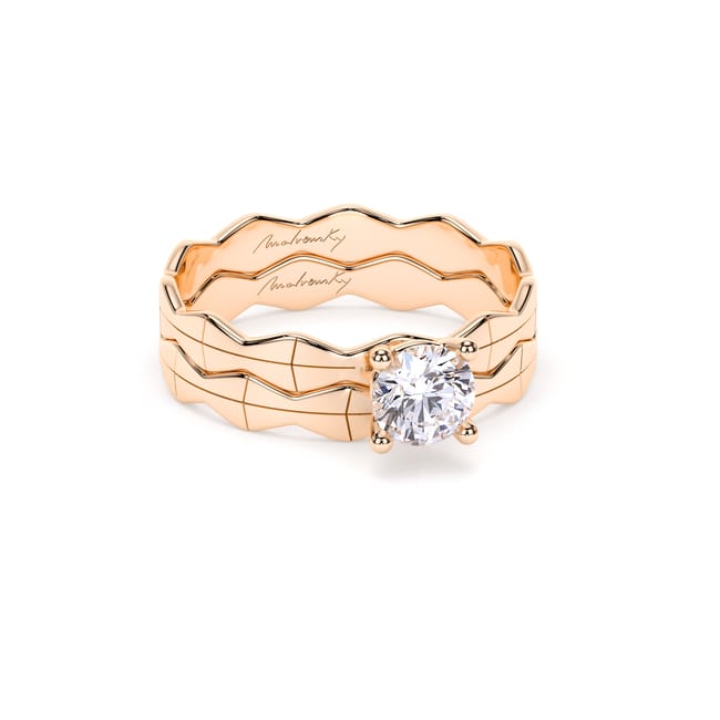 Inel de logodna Infinity Aur Roz 14 KT Round Cut 0.50 CT LGD