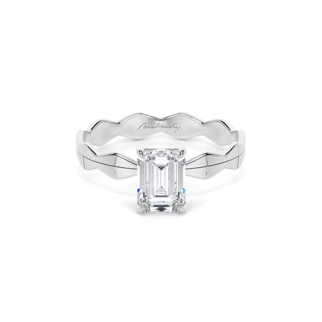 14 KT White Gold Infinity Engagement Ring Emerald Cut 1.00 CT LGD