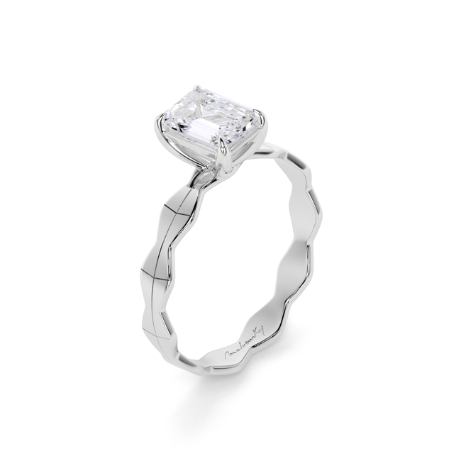 14 KT White Gold Infinity Engagement Ring Emerald Cut 1.00 CT LGD