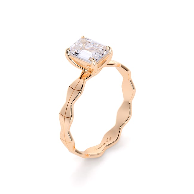 Inel de logodna Infinity Aur Roz 14 KT Emerald Cut 1.00 CT LGD