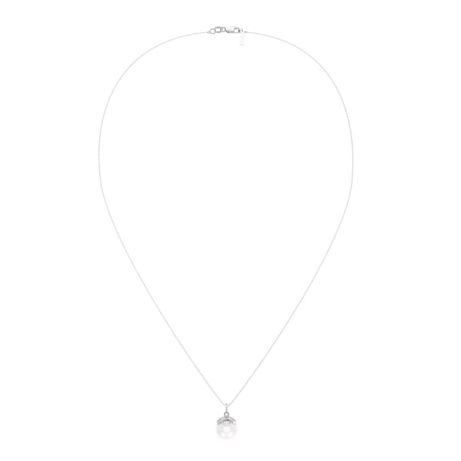 Lantisor cu o perla, din aur alb 14 KT
