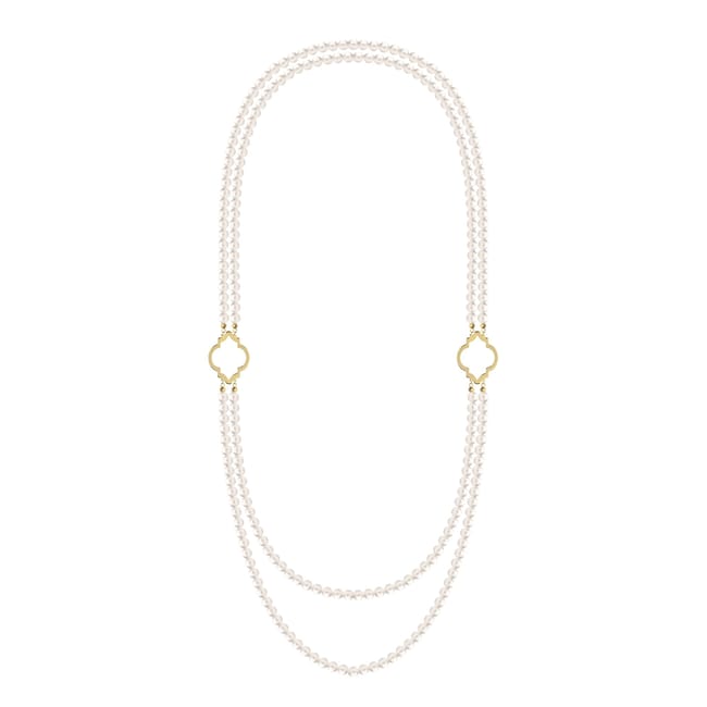14 KT gold 6 mm pearls Amina double necklace