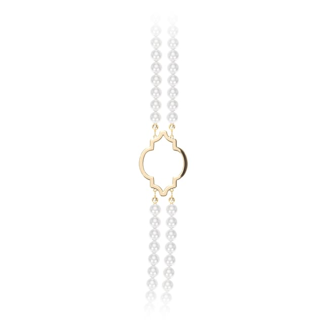 Colier dublu cu perle de 6 mm, din aur galben 14 KT, Amina