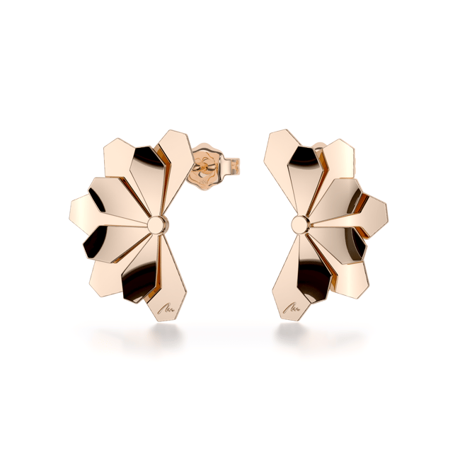 Cercei aur roz floare 14 KT, Grace Flower Five Double S