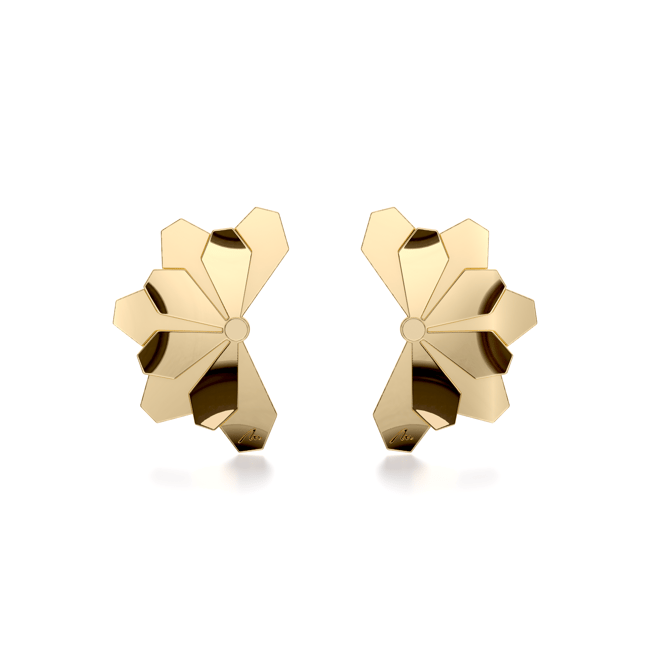 Cercei aur galben floare 14 KT, Grace Flower Five Double S
