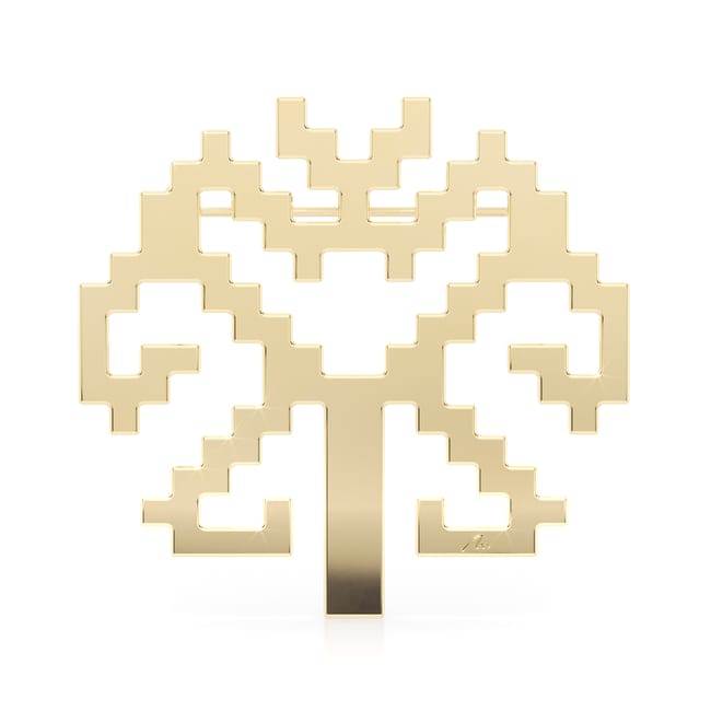 Brosa din alama placata cu aur galben, Copacul Vietii