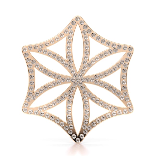 Brosa din alama placata cu aur roz si cristale, Rozeta